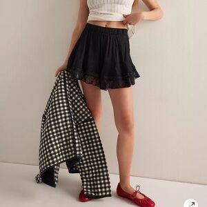 Free People Black Lace Trim Shorts